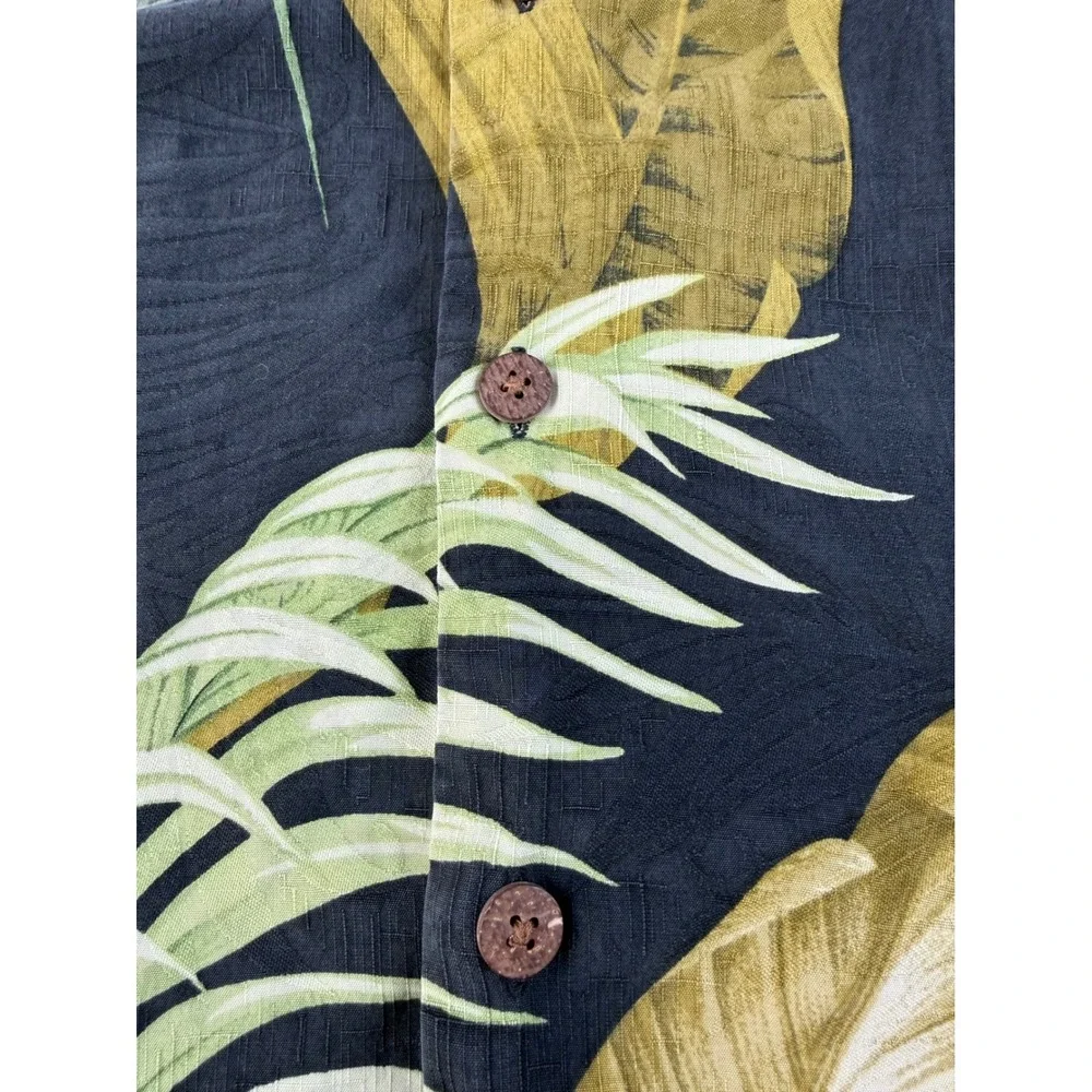 Tropical Palm Leaf Silk Camp Shirt Large Tommy Bahama Relax